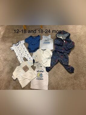12-18 and 18-24 mos Mixed Tops Bundle - Blue, Gray, White